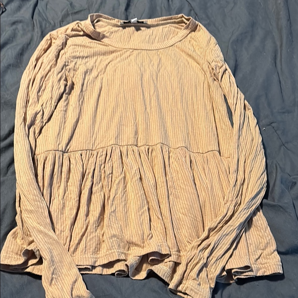 Hooked Up by IOT Tan Relaxed Tiered Tunic